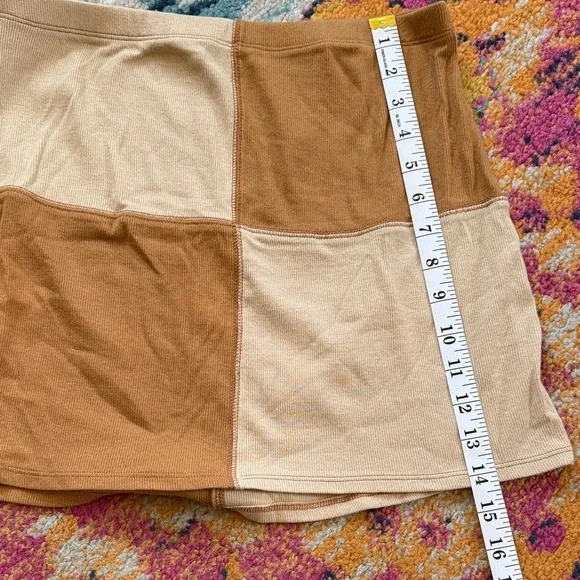 PacSun Tan and Cream Patchwork mini Skirt - Picture 4 of 4